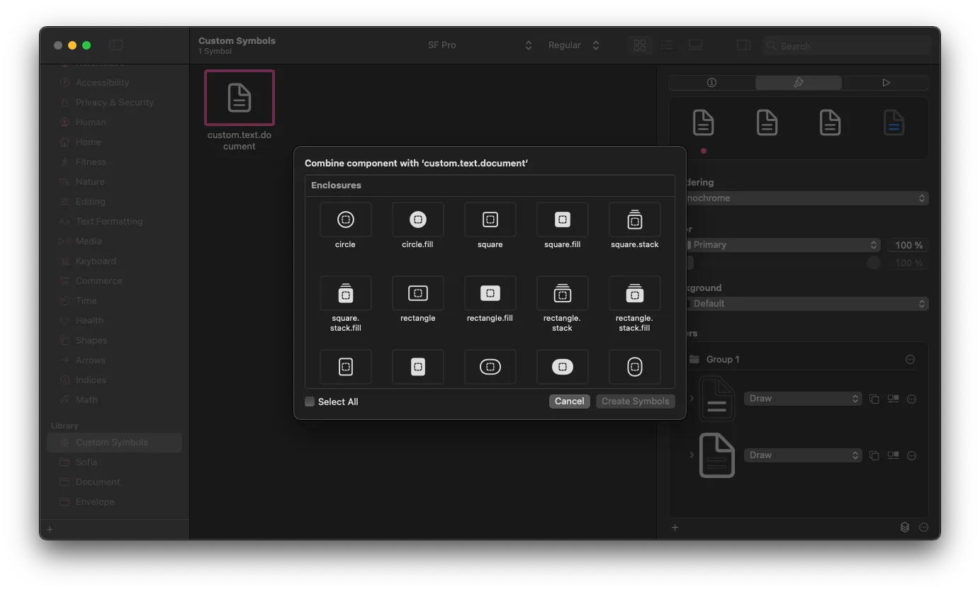 Combining SF Symbols with components in the SF Symbol app